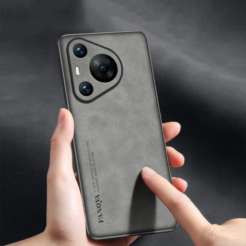 Luxury Sheepskin Leather Silicone Phone Back Case Cover For Huawei Pura 80 70 Pro+ P60Pro Bumper Coque For Huawei Pura 70 Ultra
