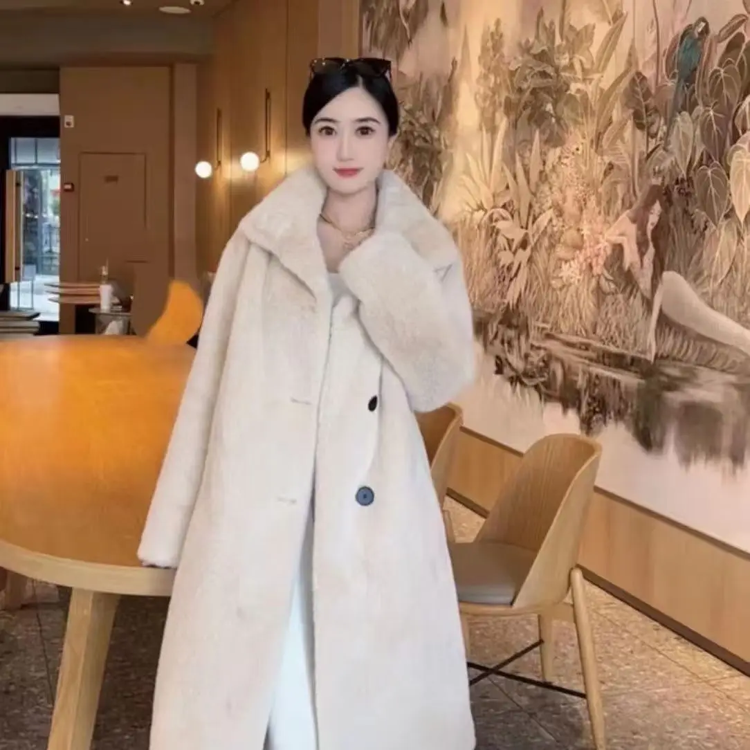 2025 Autumn and Winter New Eco-Friendly Fur Jacket Women's Mink Velvet Jacket Women's Thickened Long Jacket Artificial Fur Jacket