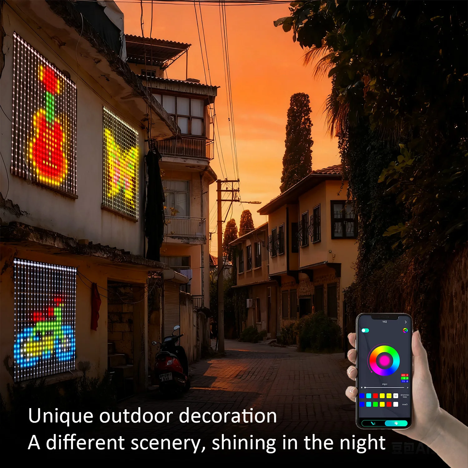 

Светодиодная гирлянда с управлением через приложение - 400 светодиодов, питание от USB, синхронизация с музыкой, RGB-подсветка, умные светильники для занавесок DIY |