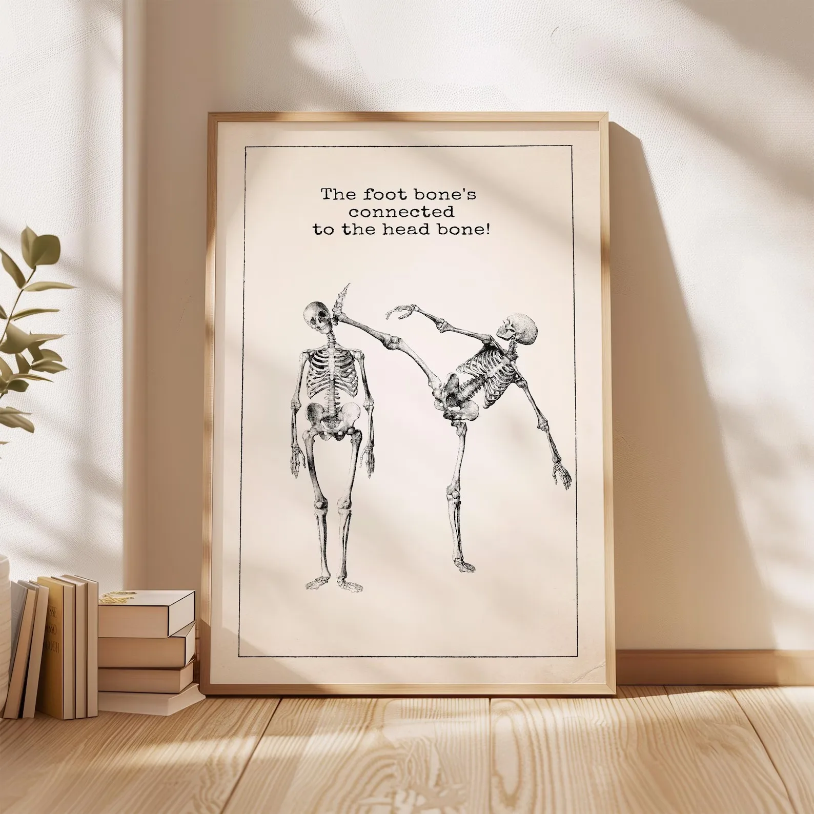 Vintage Anatomy Wall Art Medical Student Gift Taekwondo Gift MMA Fan Art Humorous Anatomy Print Funny Skeleton Canvas Painting