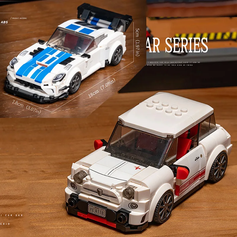 Assemblaggio di auto d'epoca Piccoli blocchi di costruzione Serie famosa Ragazzi Auto da corsa fai da te Veicolo da collezione MOC Mattoni Giocattoli Regali di festa