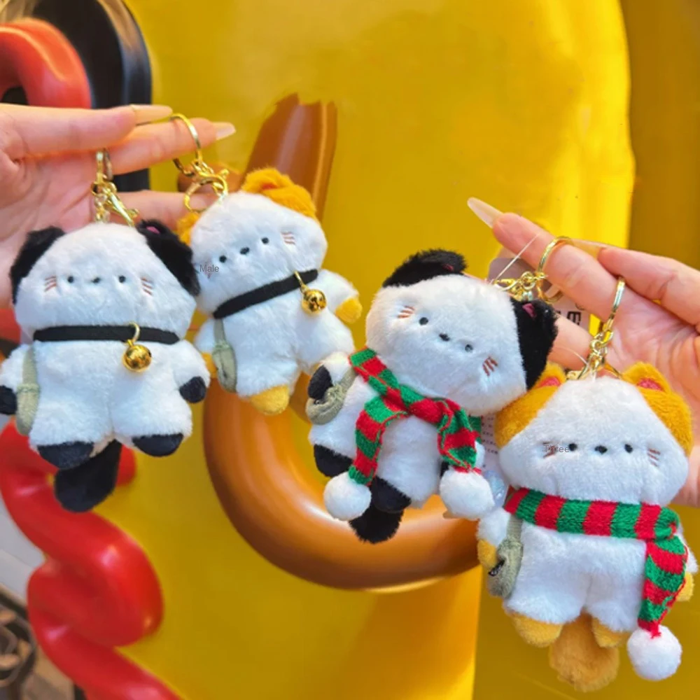 Creatività Viaggio Gattino Peluche Gatto Borsa Ciondolo Sciarpa Campana Gatto Portachiavi in peluche Simpatico cartone animato Peluche Gatto Portachiavi Regalo di Natale