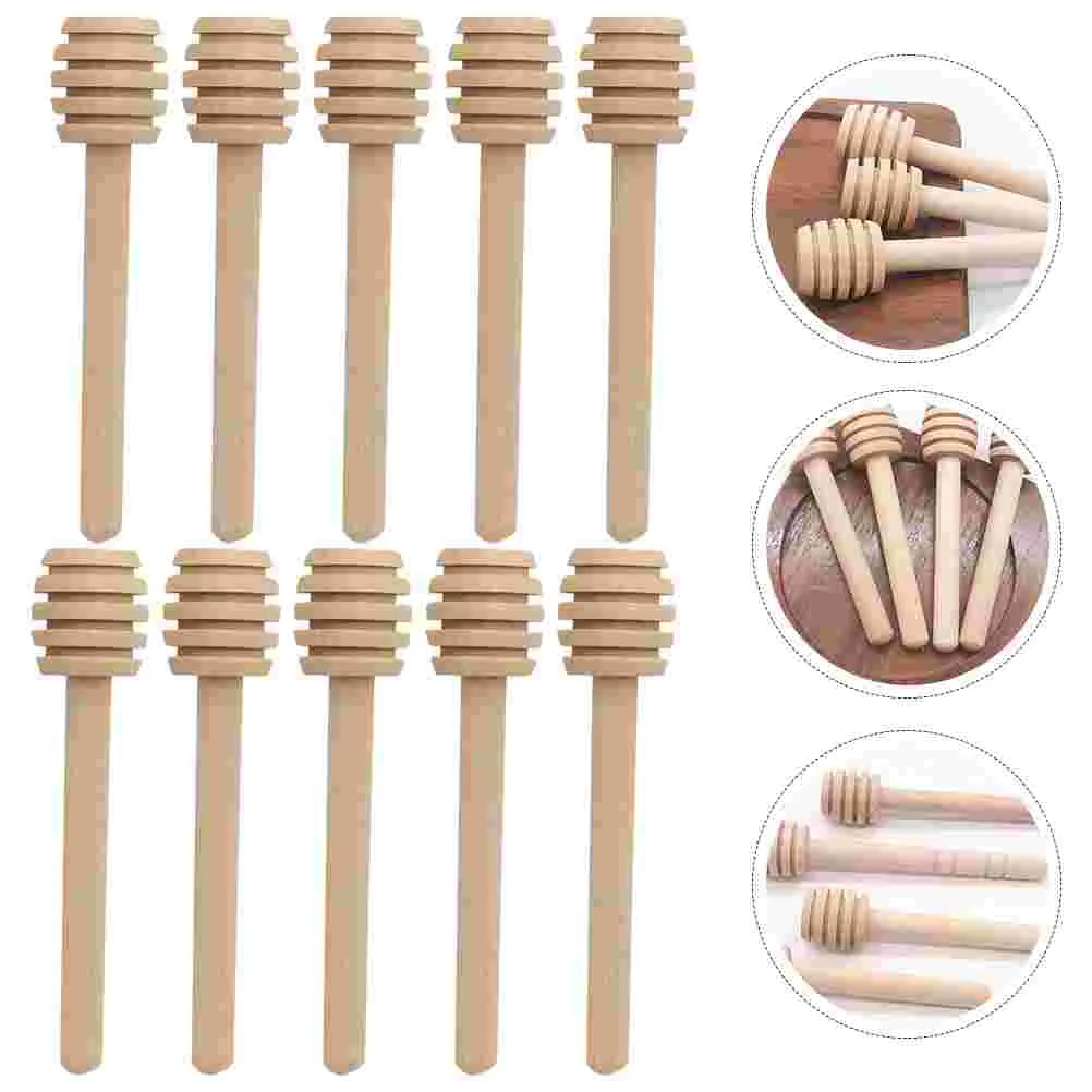 10 Pcs Wooden Honey Stick Stirrers Sticks Jam Stirring Rod Household Convenient Dipper Portable Long Handle