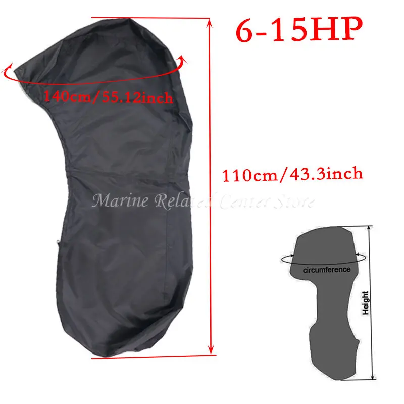 420D 6-15HP Boat Full Outboard Engine Cover Waterproof Sunshade Dust-proof Protection Black For 6-15HP Motor