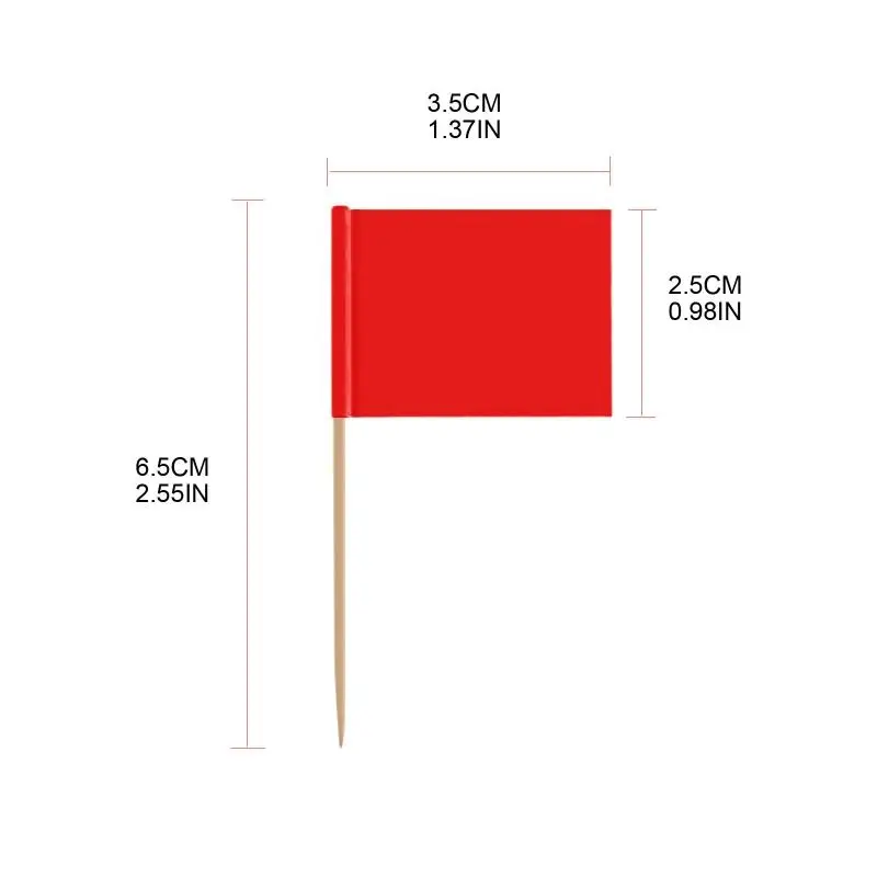 Q6PE 100 Pezzi Bandiere Stuzzicadenti Arcobaleno Rosso Solido Bandiere Pirata Etichettatura Marcatura per Torta da per