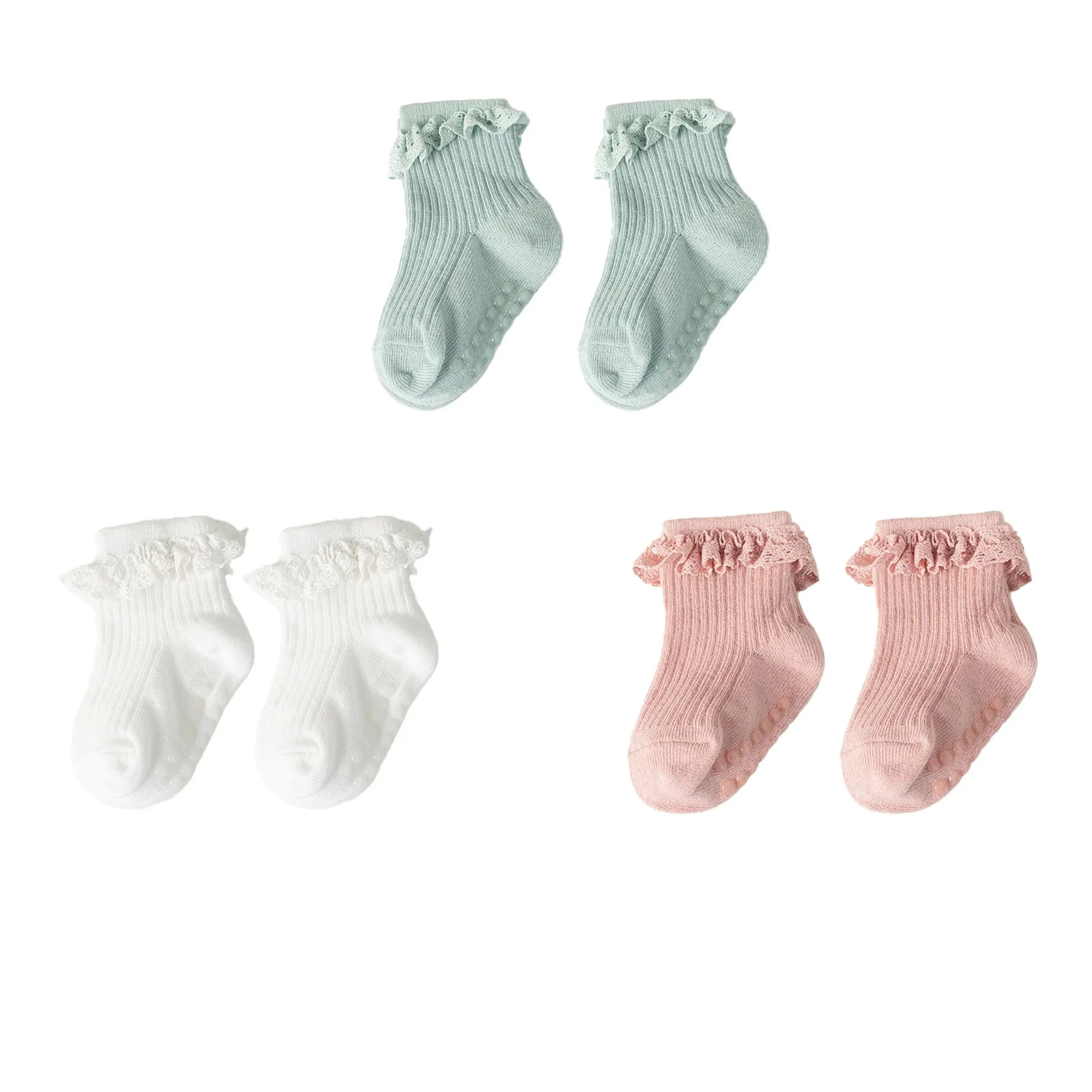 1/3/4/5pairs Baumwolle Reine Farbe Kleinkind Mädchen Spitze Socken Infant Baby Mädchen Nicht-slip Socken junge Kinder Mädchen Nette Halbe Knie-socken – Detail 7