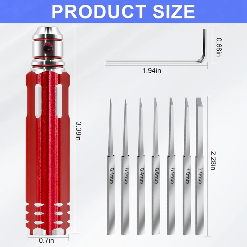 Prime Model Scriber Gundam, con 7 cuchillas (0,1/0,2/0,4/0,6/0,8/1,0/2,0 Mm), para corte de tallado, línea de Panel, modelo a escala