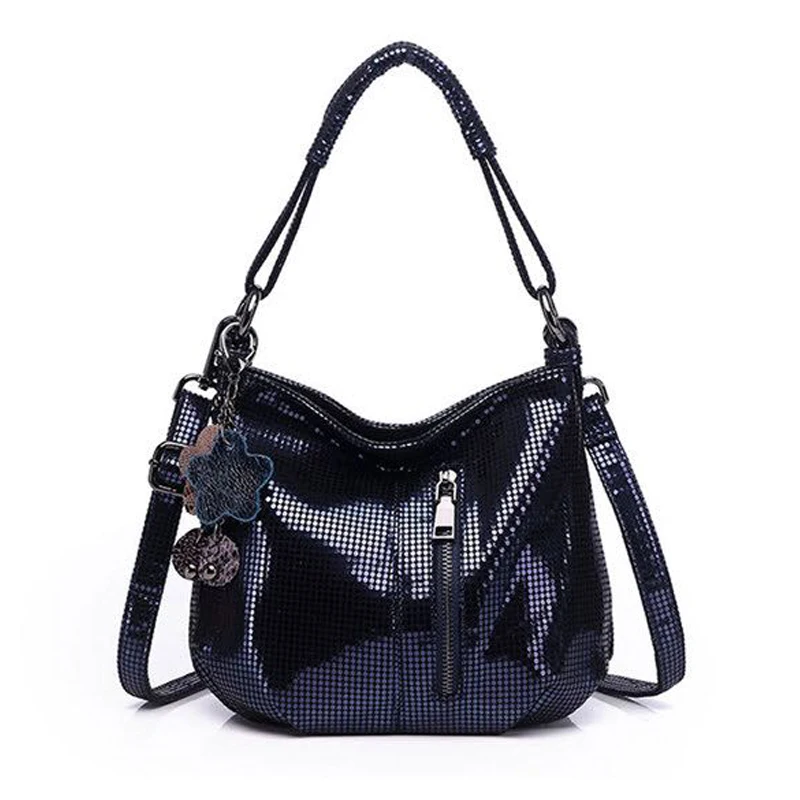 Arliwwi Summer PU Leather Luxury Shiny Tote Bags Delicate Metalic Crossbody Messenger Bags For Women P199