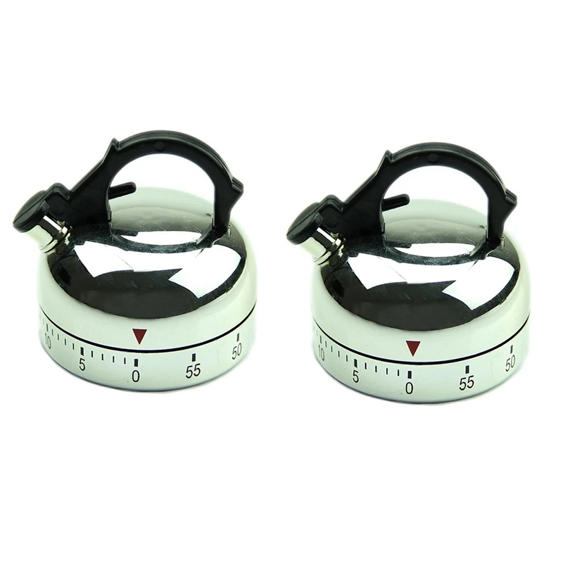 

2X 60 Minute Counting Teapot Shaped Kitchen Cooking Alarm Clock Timer Mechanical