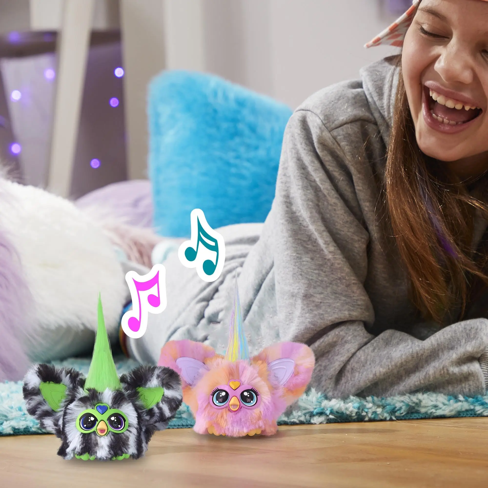 Furby Furblets-Jouets électroniques en peluche pour enfants, Fierce, Fabulous, Greenie Meanie, May-May, 45 sons, cadeaux du Nouvel An, 2 paquets