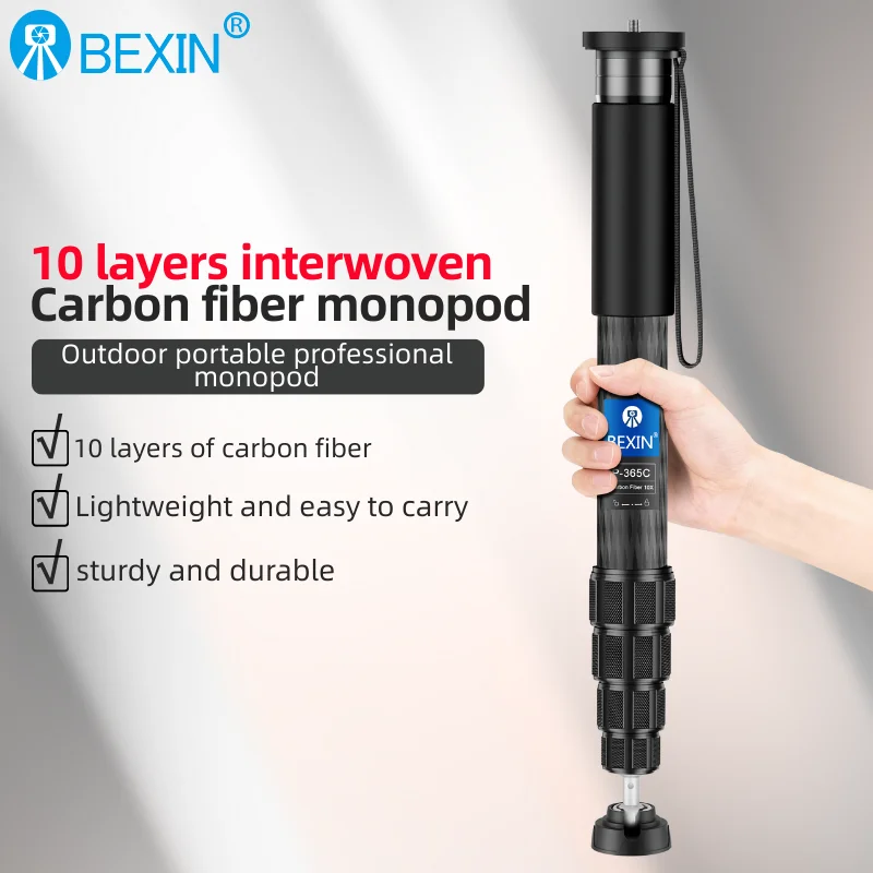 

Carbon Fiber Video Stand Lightweight P365C Compact Professional Portable Monopod for Camera