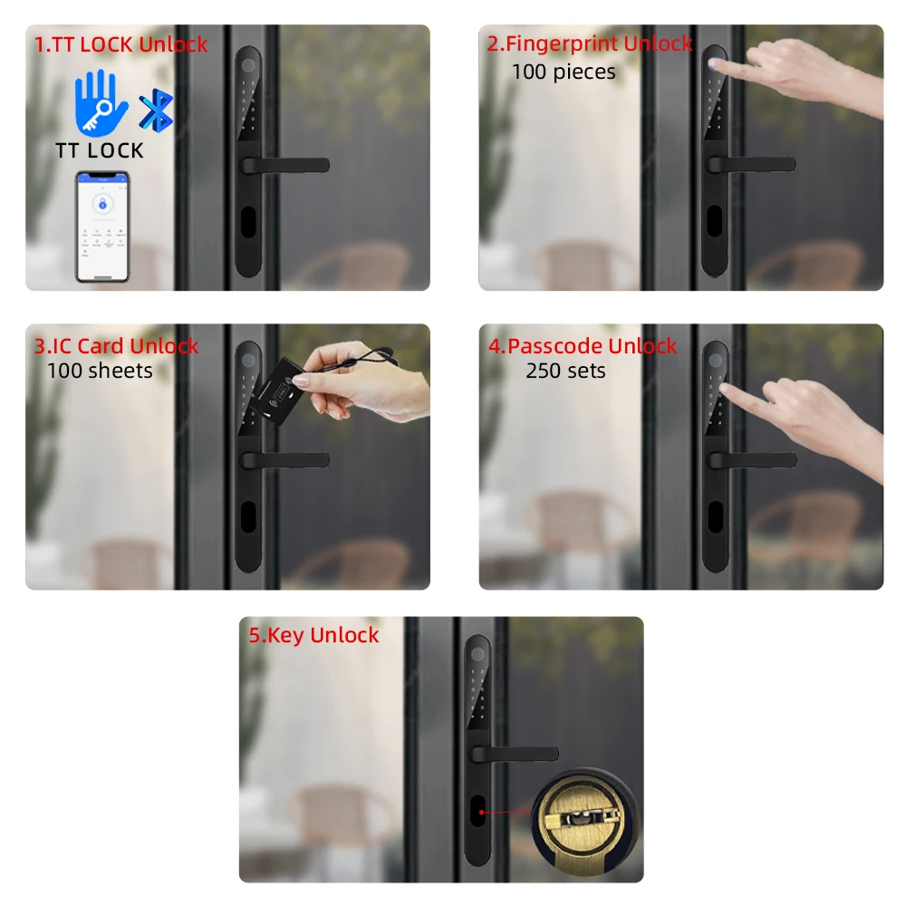 RAYKUBE DQ09 IP68 Waterproof Bluetooth Door Lock Aluminum Door Locks With TT Lock APP Fingerprint Password IC Card Key Unlock