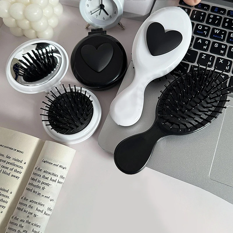 Portable Anti-Static Hair Comb Hair Salon Hairdressing Massage Folding Hair Brush Cute Air Cushion Comb Travel Girl Hair Combs