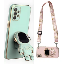 Astronaut Crossbody Lanyard Phone Holder Case For Samsung Galaxy A52 A52s A72 A32 A22 4G 5G A51 A71 A12 A31 A21S A50 Stand Cover