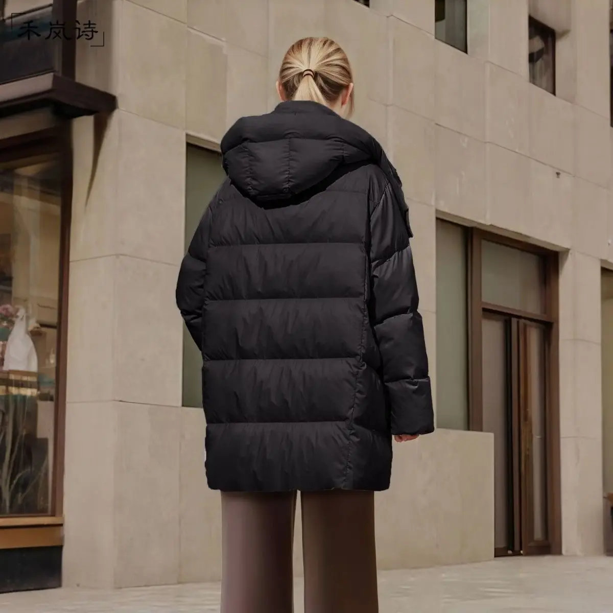 سترة نسائية شتوية جديدة لعام 2025 سترة ركاب بقلنسوة مستقيمة أنبوب باركر أبيض بطة أسفل سترة #5