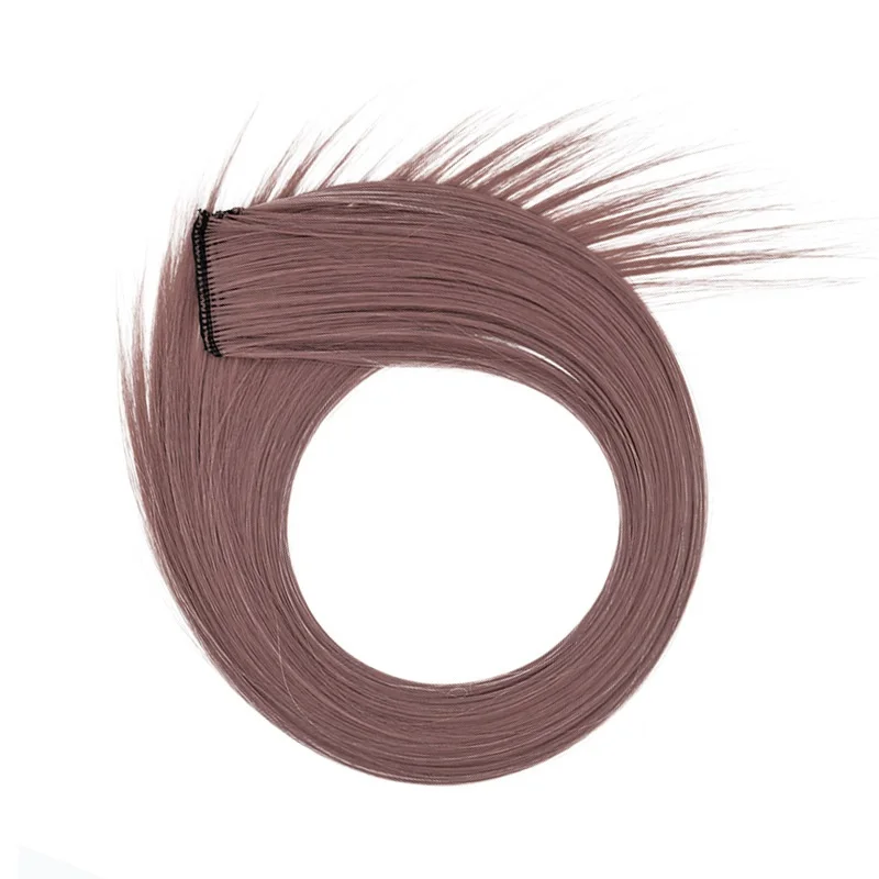 Extensiones de cabello sintético largas y rectas con clip de 22 pulgadas, postizos de alta temperatura, colores arcoíris, accesorios para mujer 8