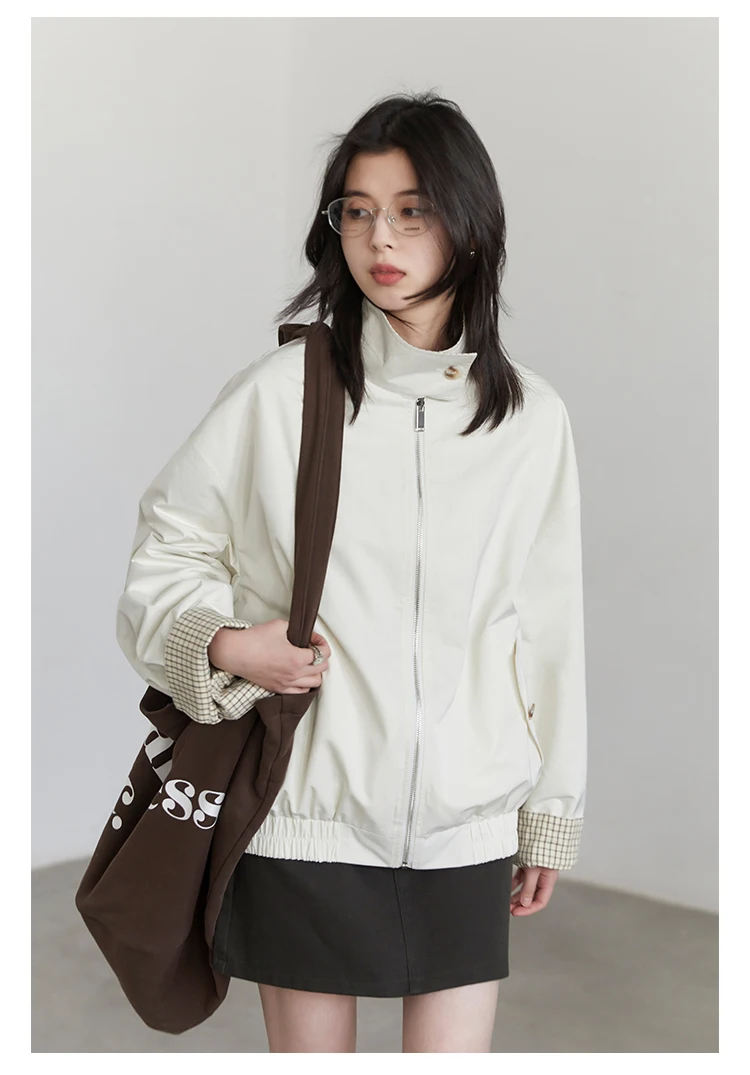 CHIC VEN Women Jackets Casual Reversible Stand Up Collar Workwear Female Coat Spring Autumn 2026 Woman Ourterwear