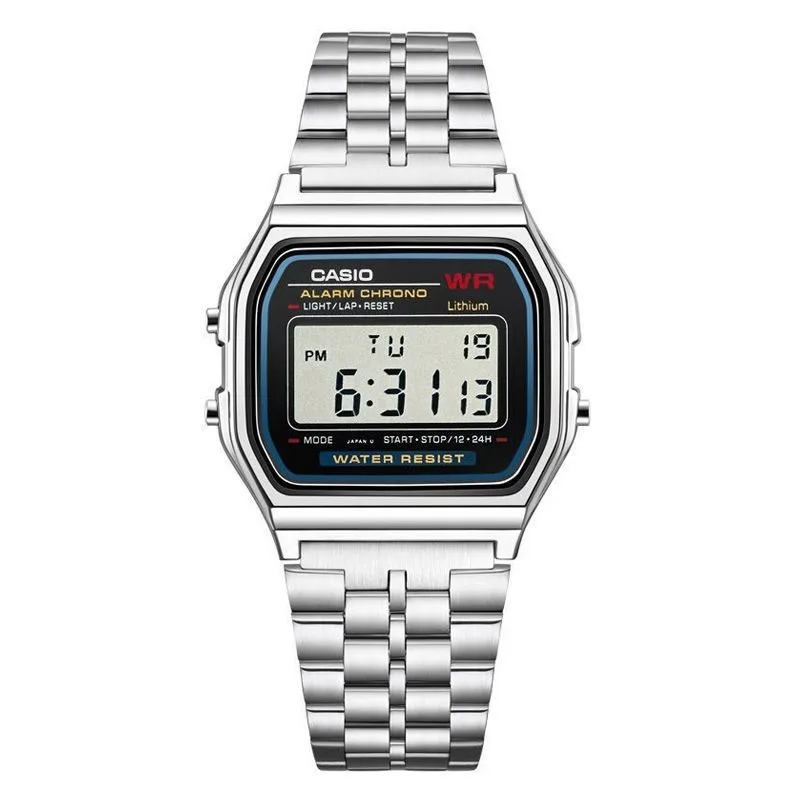 Casio Watch Men\'s A159W Series Multi Functional Simple Neutral Small Square Student Electronic Watch Waterproof Calendar Alarm