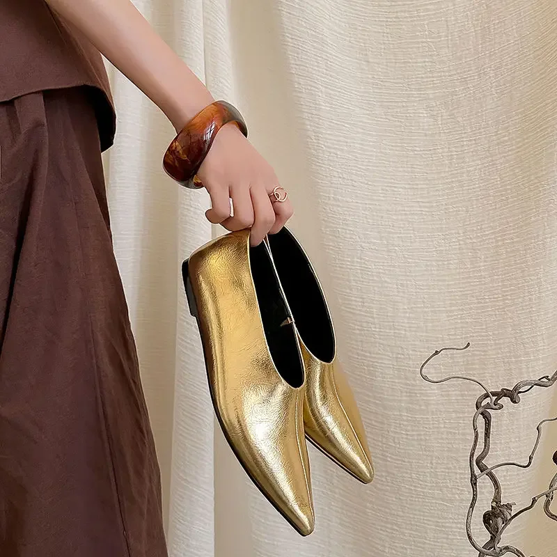 

Новинка 2023 года, весенне-осенние женские туфли-лодочки из натуральной кожи, 22-24,5 см, кожаные туфли из воловьей кожи + овчины + свиной кожи с острым носком, ZGMG