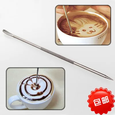 Coffee Latte Needle, Stainless Steel Carved Stick, Coffee Hook, Flower Painting, Carved Needle, Latte, Fancy Coffee