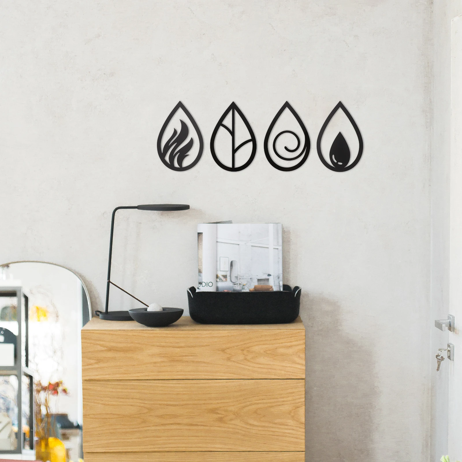 

4 Pcs Water Drop Wall Sticker Decorations Mirror Decal Peel Modern Decals Living Room Acrylic Home Background Decorative