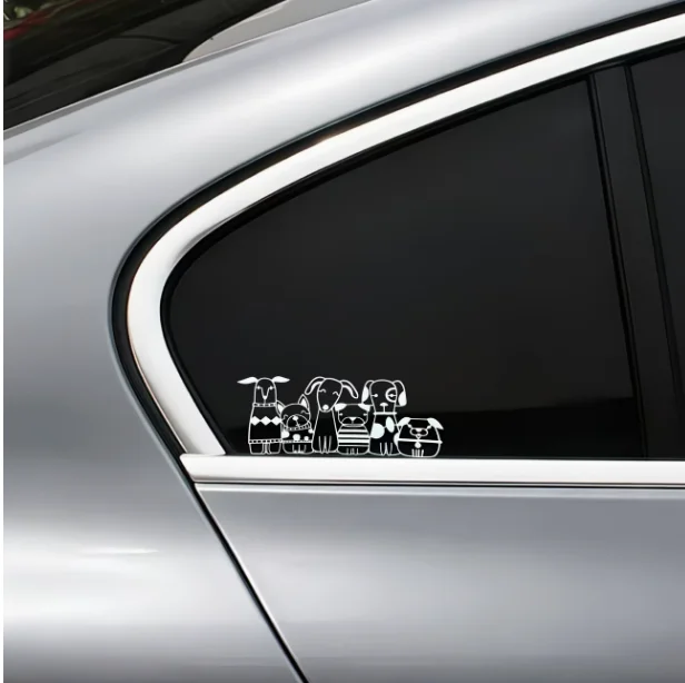 Cute Cartoon Dog Line Drawing Car Sticker Waterproof Vinyl Car Bumper Rear Window Sticker Cute Pet Puppy Silhouette Vehicle Decoration Sticker