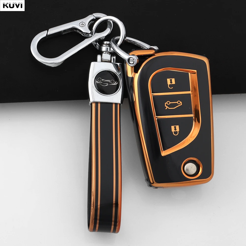 New TPU Car Key Case Cover Shell for Toyota Hilux Corolla Avensis Prado Fortuner RAV4 CHR Protector Keychain Auto Accessories