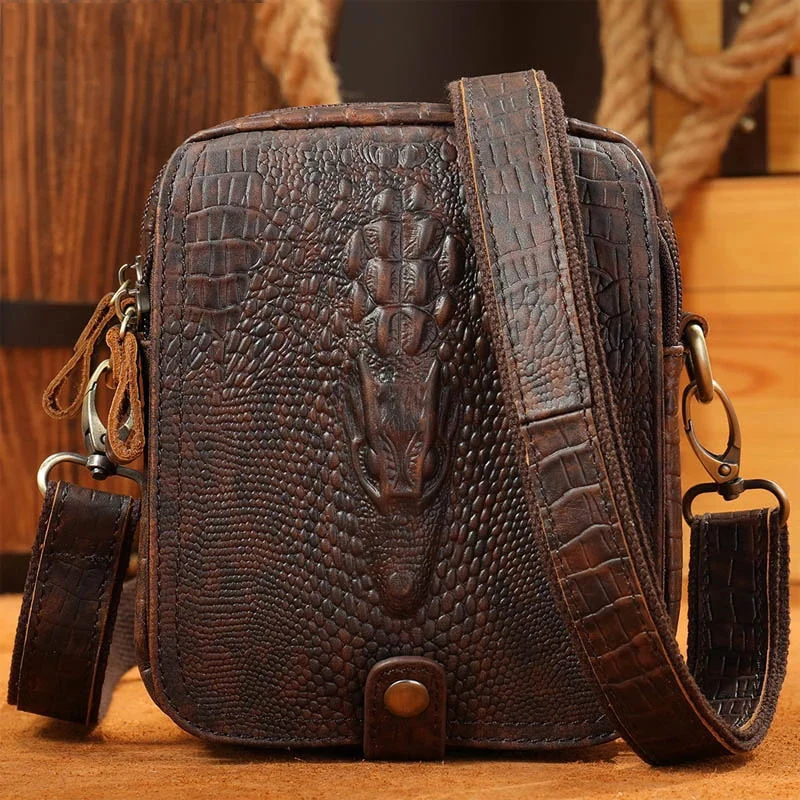 

Top Layer Leather Men's Single Shoulder Crossbody Bag Casual Vertical Small Crossbody Bags Soft Cow Leather Men's Sling Bags