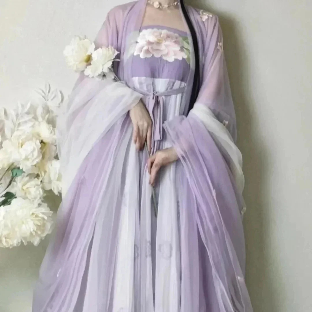 Conjunto de Hanfu tradicional antiguo de China para mujer, traje holgado de manga grande, vestido chino, novedad de 2023