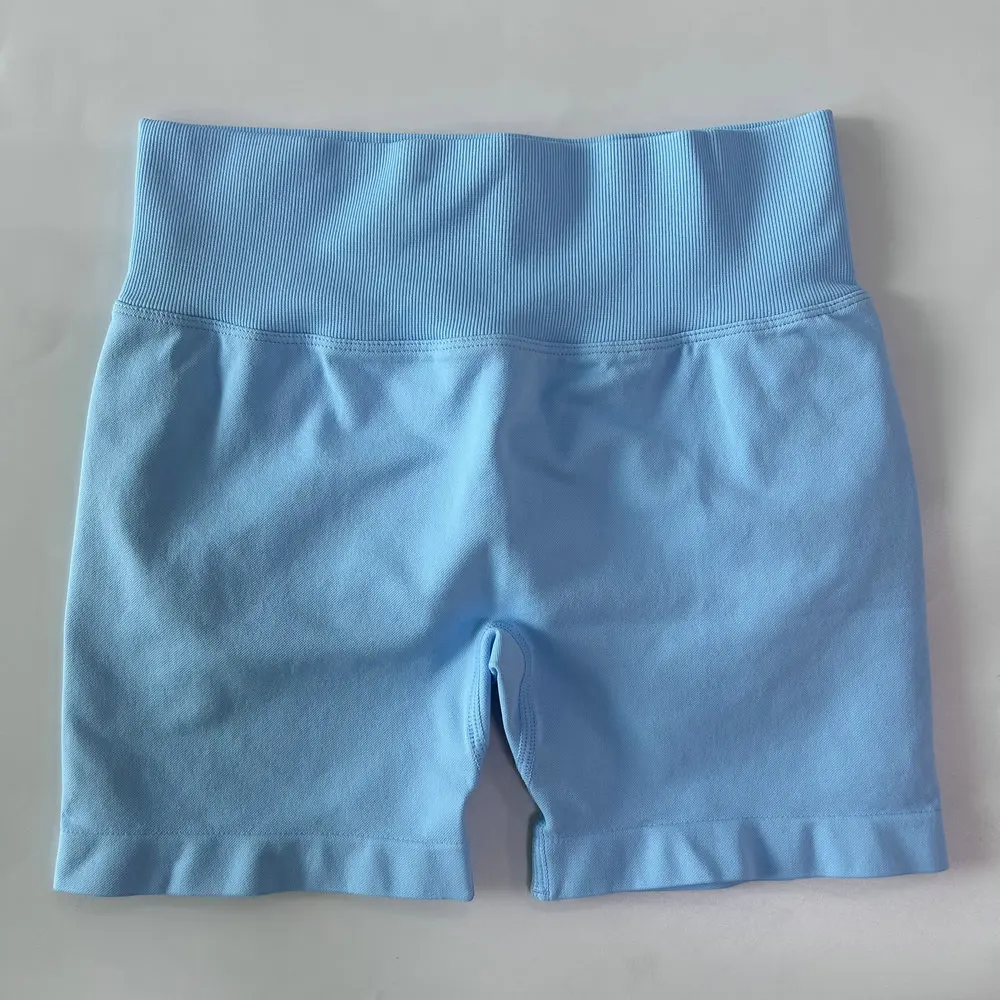 Pericic 4,5" Beinlänge Yoga-Shorts für Damen, gerippt, hohe Taille, Sportshorts, hochelastische Trainingskleidung, nahtlose Gym-Shorts – Detail 9