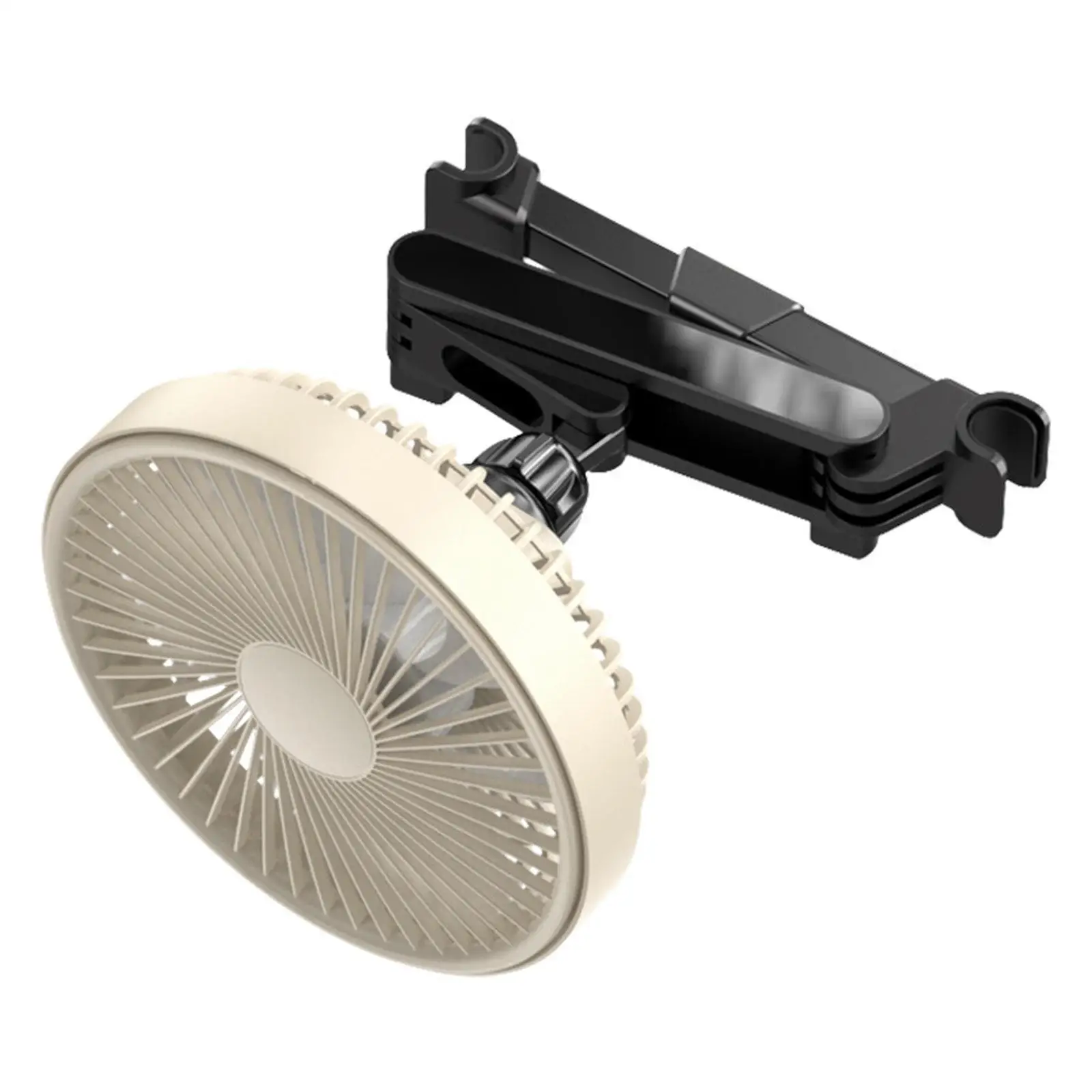 Car Rear Headrest Silent Three-speed Adjustable Cooling Fan(Beige Plug-in)