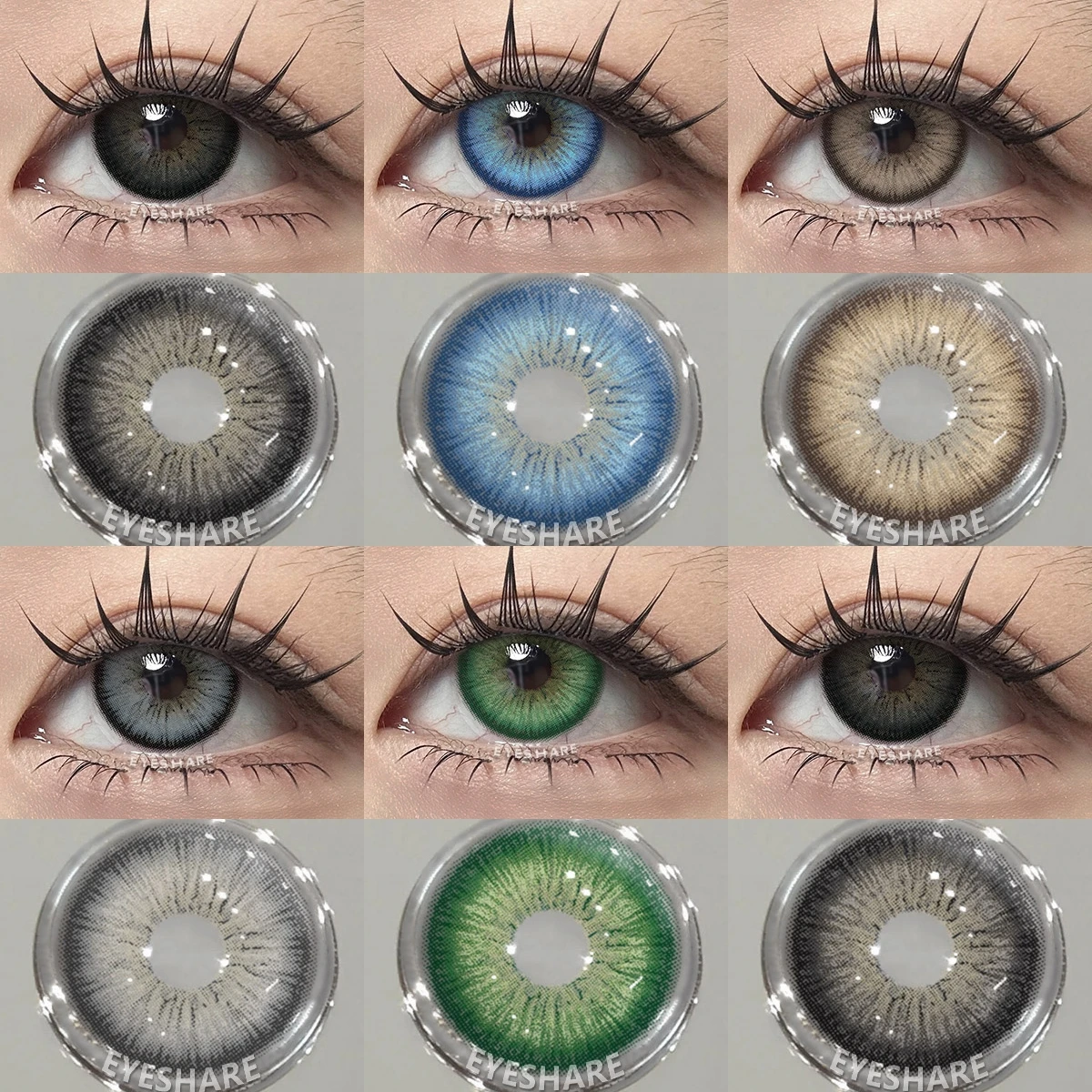 EYESHARE 1 Paar farbige Kontaktlinsen, natürliche Pupillenfarbe, grüne Linse, Make-up, Schönheit, farbige Schüler, grauer Kontakt, schwarze Augen-Make-up