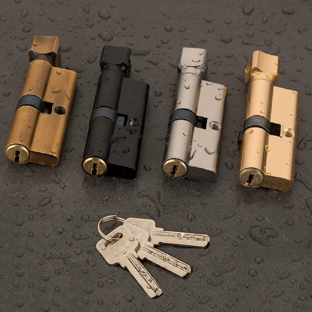 Door Cylinder Lock Biased 70mm 3 Keys Anti-Theft Entrance Brass AB Door Lock Home Security Interior Bedroom Lock Cylinder