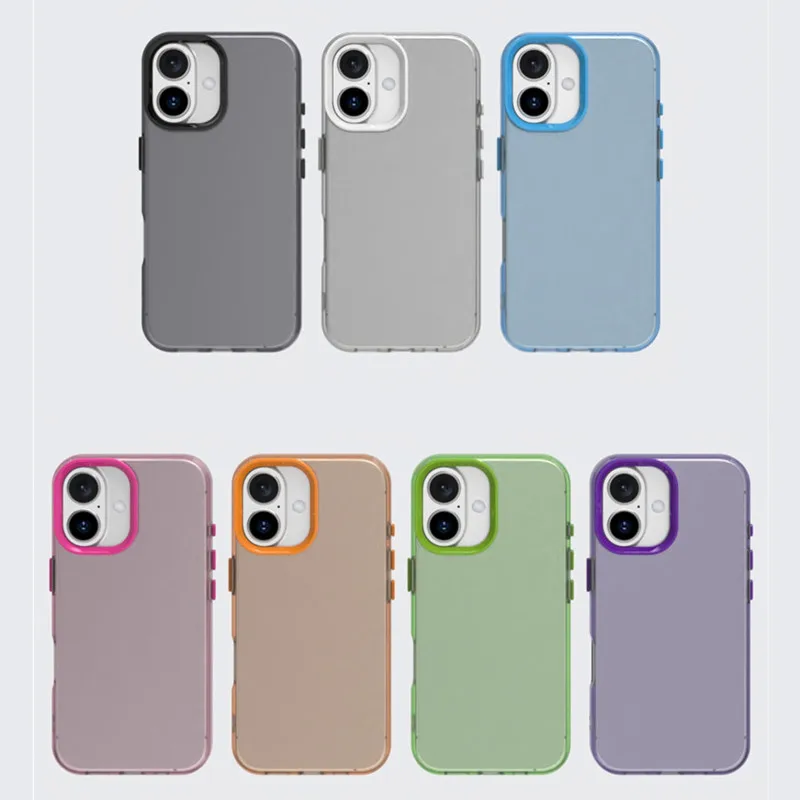 حافظة لهاتف آيفون 16 بلس لهاتف أبل آيفون 16 بلس مقاس 6.7 بوصة شفافة بلون الحلوى غير لامعة ومضادة للصدمات