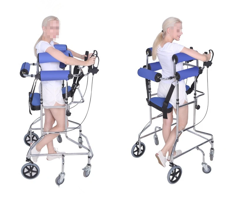 Hemiplegia Walker Stand Frame With Seat Wheel Rehabilitation Device Folding Height Adjustable Lower Limb Disabled