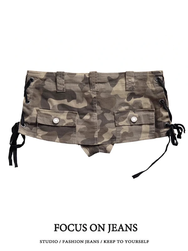 

Y2K Camouflage Skirt Women's Summer New Sle Sexy ort Skirt Low Waist Workwear Anti-Light Tight Fit Korean Sle