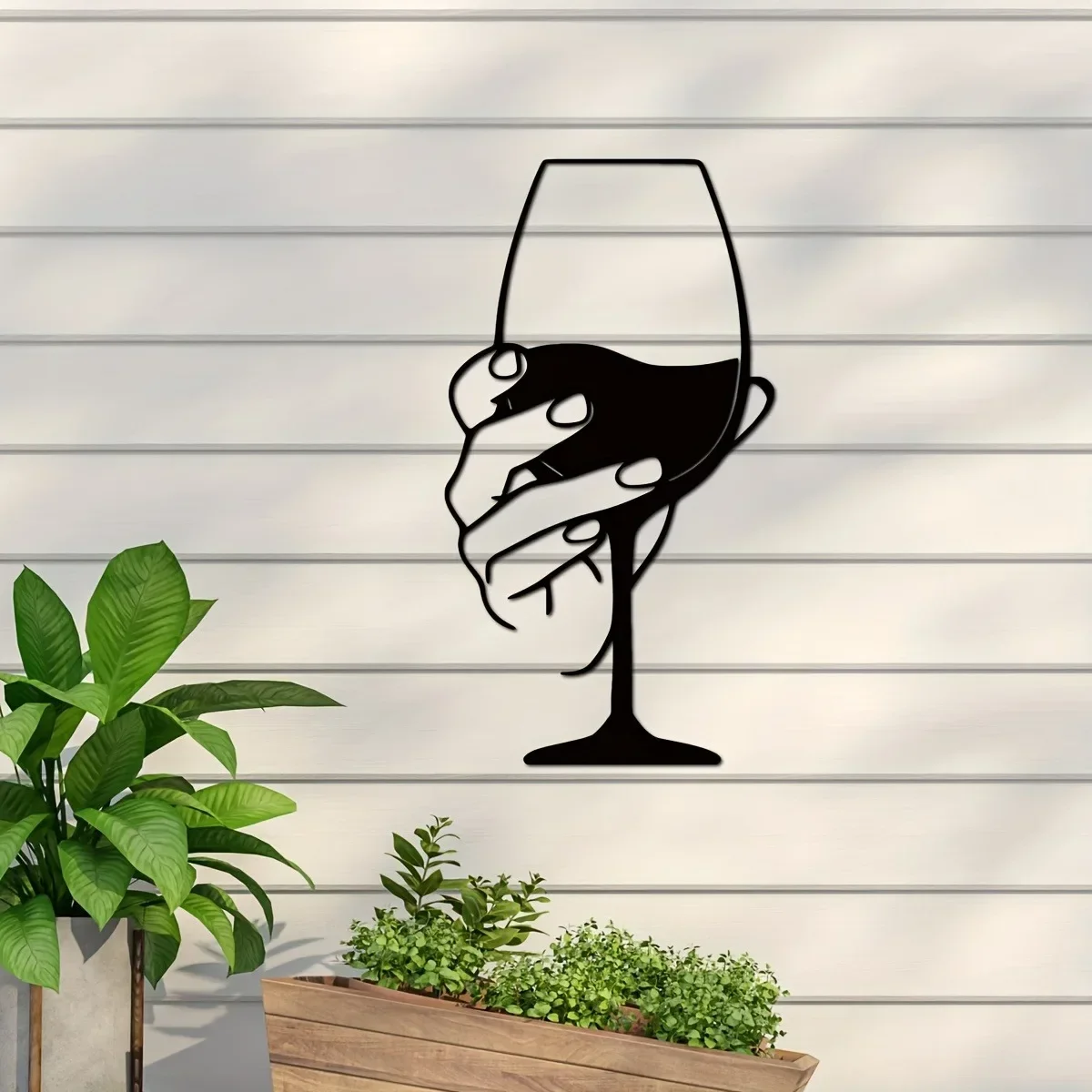 Elegant Wine Glass Metal Wall Art: Chic Modern Decor for Indoor & Outdoor Elegance Iron Art, Wall decoration, Wall Sticker