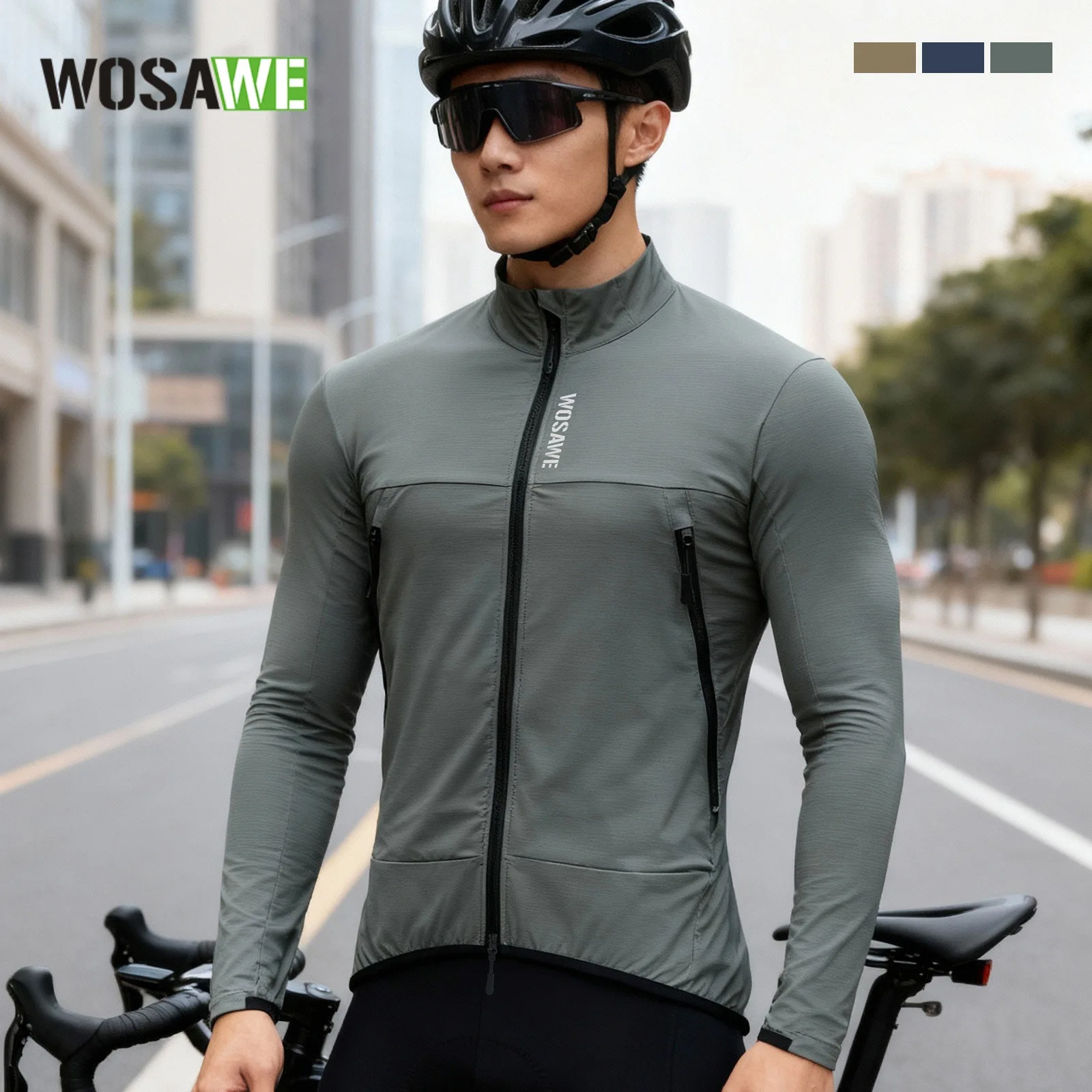 

WOSAWE Cycling Windbreaker Jacket Spring Summer Windproof Water-Resistant Long Sleeve Unisex Cycling Jersey BE223