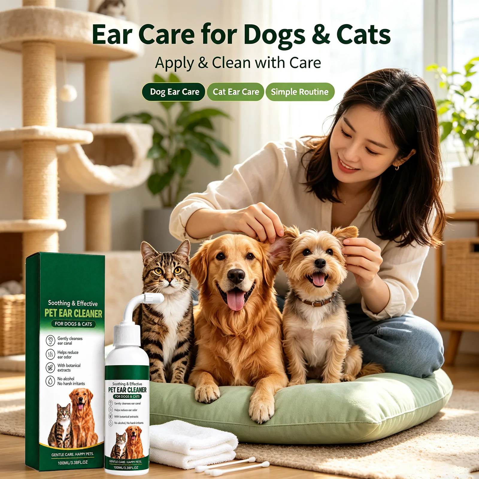 Pet Ear Drops Remove Ear Wax Reduce Mites Deodorize Relieve Itching Discomfort Soothing Ear Hygiene Care Gentle Ear Wash Cleaner