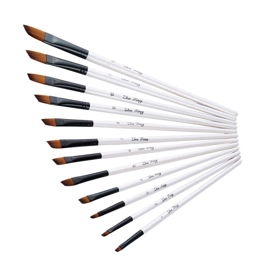 

12pcs Oil Painting Brushes Set Durable Lightweight Nylon Wood Materials Kids Fine Drawing Tools Watercolor Gouache