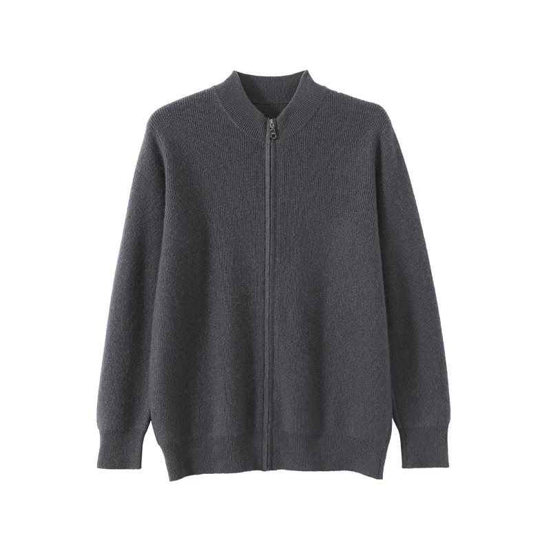 

Autumn Winter New Thickened Zipper Cardigan Men's Warm Outerwear Casual Knitted Top 100% Cashmere Sweater Wool Coat