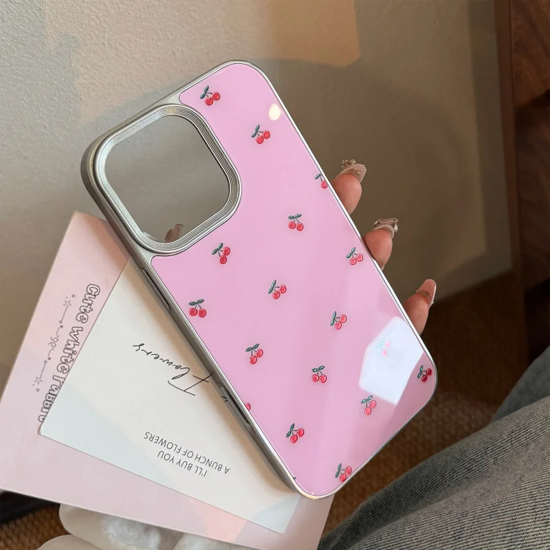 

Gilded Instagram Cherry Full Screen Apple 16 Phone Case 17 pro max Suitable for iPhone 15 Anti Drop 14 Glass 13