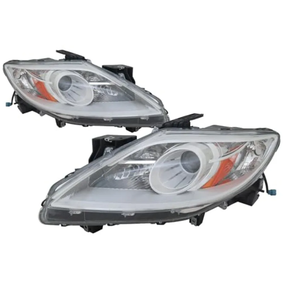 

Headlight Set Compatible with Mazda CX9 20102012 Halogen Chrome Housing for Driver and Passenger Side Enhanced Visibility and S