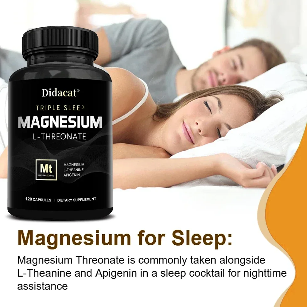 120 Vegetarian Capsules Magnesium L-Threonate Promotes Brain Health, Memory, Focus, Muscle Recovery and Relaxation