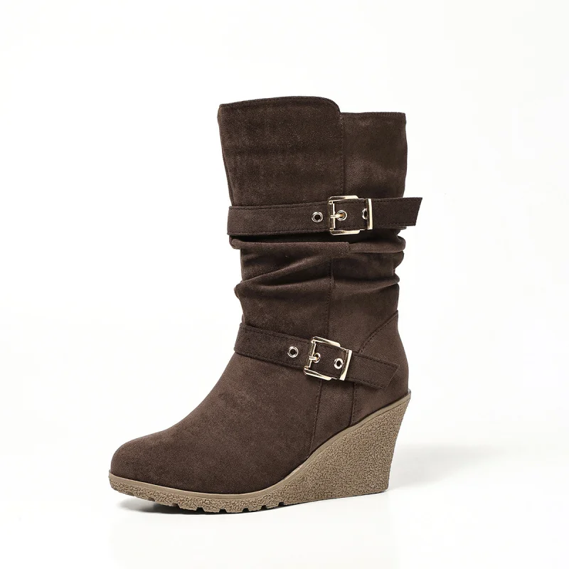 Mid Calf Women's Autumn Boots Woman Trend 2026 Off-Season Platform Boots Women Wedge Shoes For Woman High Heels Ladies Booties