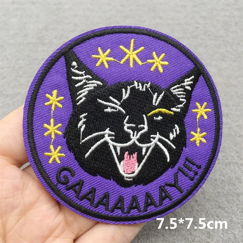 Katzen gesicht gestickt Patch Cartoon Tier Patch Eisen auf Patches für Kleidung Thermo kleber Patches auf Kleidung Nähen Aufkleber