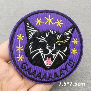 猫の顔の刺繍パッチ漫画動物パッチアイアン衣類用熱接着パッチの衣服の縫製ステッカーの熱接着パッチ 6ベストセールスガールズパッチ-3