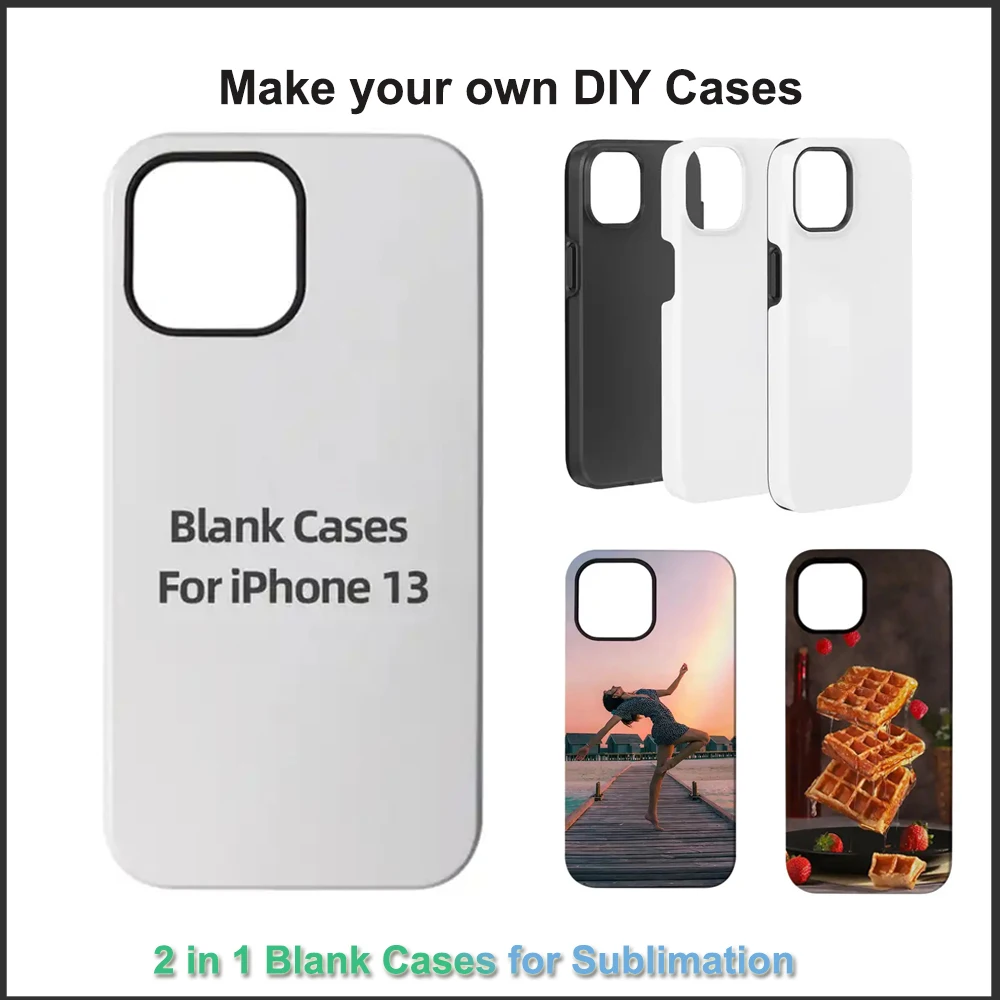

5pcs 2 in 1 Blank Phone Cases DIY Print Thermal Sublimation Coating Covers for iPhone 16 15 14 13 12 11 Pro Max Plus Back Cover