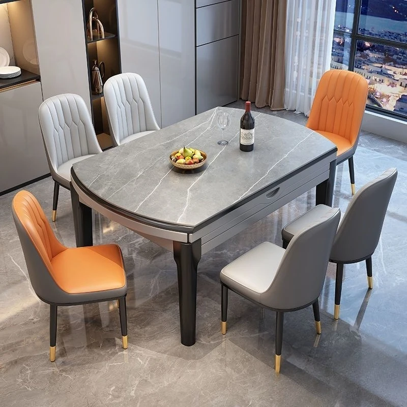 

Dining chair combination Small apartment Simple modern household solid wood dining table Round table