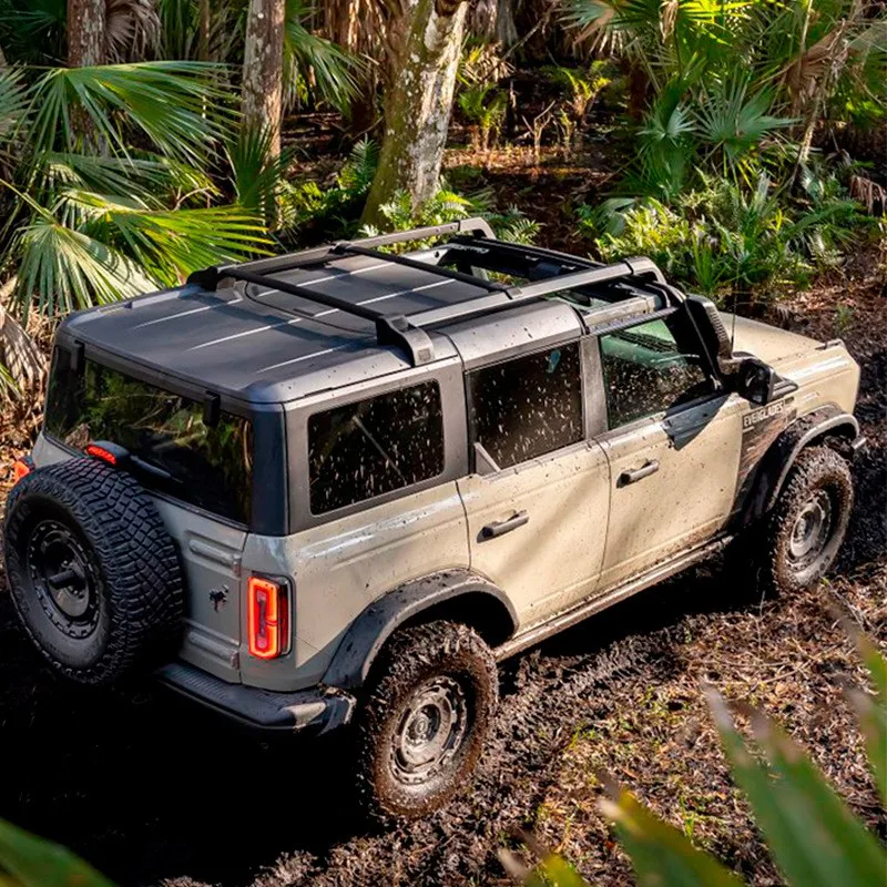 Rak Atap Mobil Aluminium Kualitas Tinggi Universal Travel Suku Cadang Mobil Atas Mobil Palang untuk Makanan Bronco